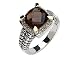 4.2 Carat (ctw) Smokey Quartz & Diamond Cable Ring in Sterling Silver with 14K Gold Accents