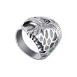 Sterling Silver Turquoise Coral Gemstone Southwestern Eagle Band Ring Size 5, 6, 7, 8, 9, 10, 11, 12, 13, 14, 15