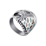 Sterling Silver Turquoise Coral Gemstone Southwestern Eagle Band Ring Size 5, 6, 7, 8, 9, 10, 11, 12, 13, 14, 15