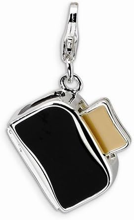 Jewelry Best Seller Sterling Silver 3-D Enameled Toaster with Toast w/Lobster Clasp Charm