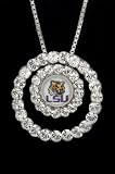 Collegiate Circle Pendant Charm with 18 Sterling Silver Chain Louisiana State University LSU Tigers