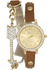 GENEVA PLATINUM Studded Wrap Around Arm Candy Crystal Arrow Watch [9773], COGNGLD