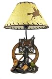 Western Saddle Table Lamp W/ Cowboy Print Shade