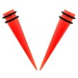 No Piercing Required - High Quality Orange Acrylic Fake Tapers - Imitation 0G with Rubber Bands - Very Strong Magnets - Sold as a Pair