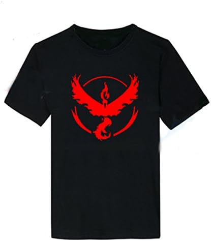 Pokemon Go Team Valor Team Mystic Team Instinct Pokeball Nerd Black Tee shirt (M, Valor Red)