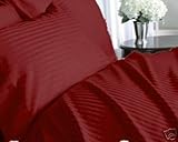 IMAGE OF 4pc Full size (double bed) bedding set Including 600 thread count Duvet cover set Stripes Burgundy + Full size Down Alternative comforter 100% egyptian cotton by sheetsnthings