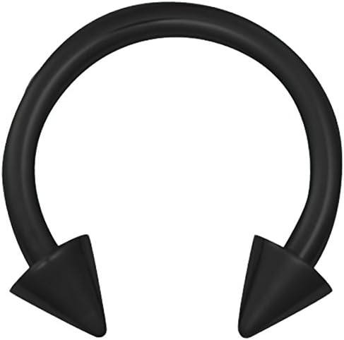 Set of 2 Styles Horseshoe Rings: 16g 5/16" Surgical Steel Black IP Rings for Septum & Cartilage