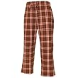 Chocolate brown and pink tartan plaid check tie cord flannel cotton pants for lounging, sleep, sports. Unisex relaxed fit,