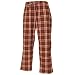 Chocolate brown and pink tartan plaid check tie cord flannel cotton pants for lounging, sleep, sports. Unisex relaxed fit, available in 3 Youth sizes