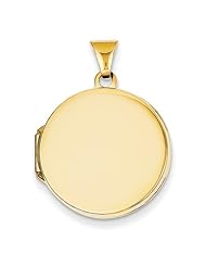 14k Yellow Gold 20mm Round Plain Flat Locket. Metal Wt- 1.85g