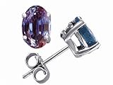 2.00 cttw Lab Created Alexandrite Earrings Studs - 14kt White or Yellow Gold