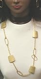Large Ivory Beads on Long Antique Gold Plated Long Chain Necklace and Earrings