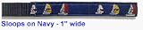 Nautical Pet Collars, 1-inch Navy with Sailboats, Large