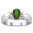 14K White Gold Tsavorite (Green Garnet) and Diamond Ring