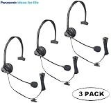 Panasonic Hands-Free Headset with Comfort Fit Headband 3 Pack For The Panasonic KX-TG6443T - KX-TG6443B - KX-TG6443S & KX-TG6443M Titanium Black 3 Handset Cordless Phone with Answering Machine