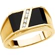 14K Yellow Gold Man's Onyx and Diamond Ring