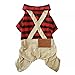 Dogloveit Cotton Plaid Shirt Style Overalls Jumpsuit Soft Autumn Dog Clothes For Cat Puppy Pet, Red, Medium