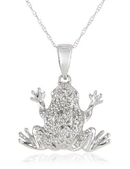 10k White Gold Diamond-Accent Frog Pendant (I-J Color, I3 Clarity), 18"