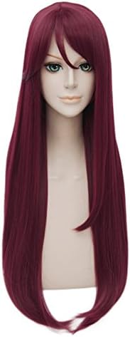 Cosplayvoice 31 Inches(80CM) LoveLive Sunshine Aqours Sakurauchi Riko Long Dark Red Anime Cosplay Wig