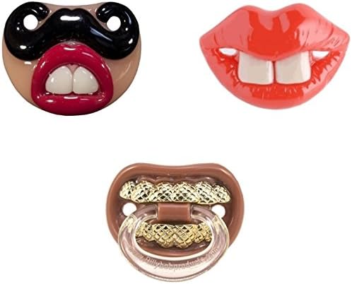 Billy Bob Baby Pacifier, 3 Pack (Lil Sherlock, Grill Thumbsucker, &amp; Two Front Teeth Broadway)