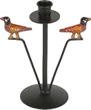 Adorable Candle Stick Holder Wrought Iron Black with Two Birds (7.5 H)