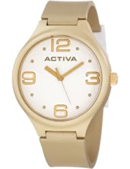 Activa By Invicta Unisex AA100-023 White Dial Gold Tone Polyurethane Watch