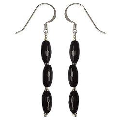 Onyx Earrings Sterling Silver Jewelry 3 inches (erg078)