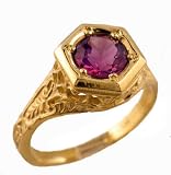 14k Yellow Gold Vintage Style Filigree 1.00ct Amethyst Ring, Sz 7