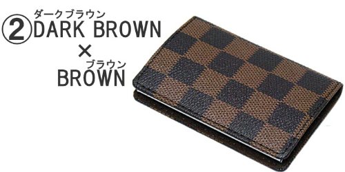 （リッキーアンドヒッキー）Rickey&Hickey　ブロックチェック柄名刺入れ（ブラウン）