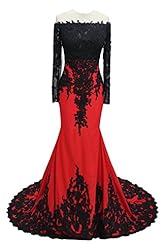 Plus Size Sexy Long Sleeves Off the Shoulder Lace Applique Mermaid Satin/Silk/Tulle Evening Dress/Party Dress  with a Brush/Sweep Train 