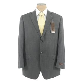 BCBG Attitude Mens Single Breasted 2 Button Charcoal Gray Wool Suit - Size 42R