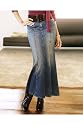 Newport News Jeanology Ankle-length distressed denim skirt