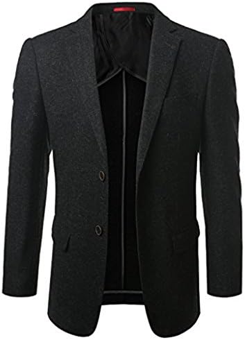 Happyday Shop Men's Lightweight 100% Wool Blazer Jacket Stitched Elbow Patch X-Small
