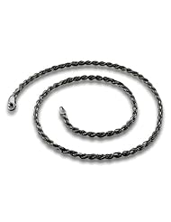 Black Rhodium Plated Sterling Silver Italian 16" Rope Chain 2.8MM ( 16", 18", 20" 22", 24" 30" Inch Lengths)