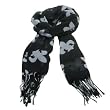 Fleur de Lis Print Summer Light Scarf Shawl Wrap Black with White