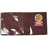 Amscan Big Party Pack 125 Count Beverage Napkins, Chocolate Brown