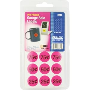 Bazic Garage Sale Label, 180 per Pack (Case of 24) (3815-24)