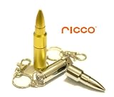 Ricco Metal Bullet 4GB High Speed USB 2.0 Flash Drive Support Windows and MacOS Water Proof and Shock Proof Aliminium Body with Key Ring and Belt Loop (Silver and Gold Available)