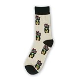 Mens Lucky Cat Socks Maneki Neko Beige Popkiller Japanese Pair