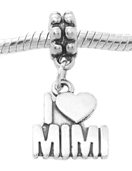 Sterling Silver I Love Mimi Grandmother Dangle Bead Charm
