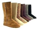 WOMENS ELLA FUR SHEEPSKIN CLASSIC TALL FLAT SNOW FUR LINED HUGG KNEE LENGTH LADIES GIRLS BOOTS SIZE 3 - 8