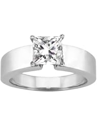 0.50 Ct Princess H/I SI1/SI2 Diamond 14K White Gold Ring