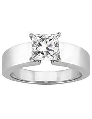 0.50 Ct Princess H/I SI1/SI2 Diamond 18K White Gold Ring