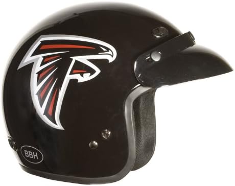 Brogies Bikewear NFL Atlanta Falcons Motorcycle Three Quarter Helmet (Black, X-Small)