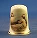 Porcelain China Collectable Thimble - Group of Puffins -- Free Gift Box