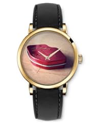 SPRAWL Aanalog Fashion Series Gold Ladies Watches of Genuine Black Leather Strap,Unique Wrist Watch for Women Girls Designed with Box -shaped lip