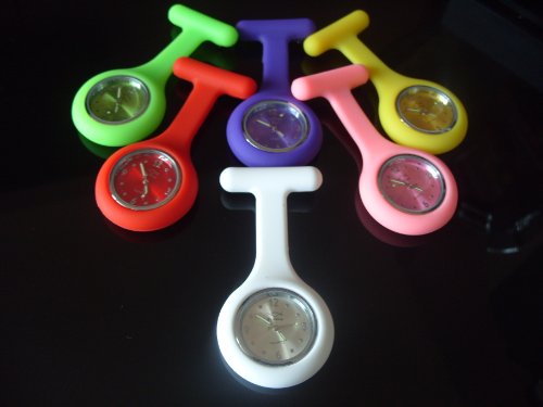 Silicone Nurses Fob Watch Quartz mvmt w/ Brooch