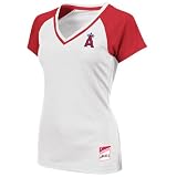 MLB Los Angeles Angels Of Anaheim Womens Short Sleeve Raglan Deep V-Neck Synthetic Tee