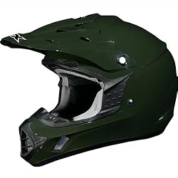 AFX Solid Adult FX-17 MotoX Motorcycle Helmet w/ Free B&F Heart Sticker Bundle - Olive Green