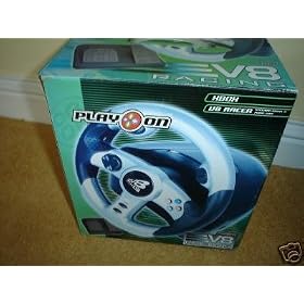PS2 Play On V8 Plus Racing Wheel With Foot Pedals